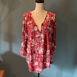 Lucky Brand Crimson Floral Top